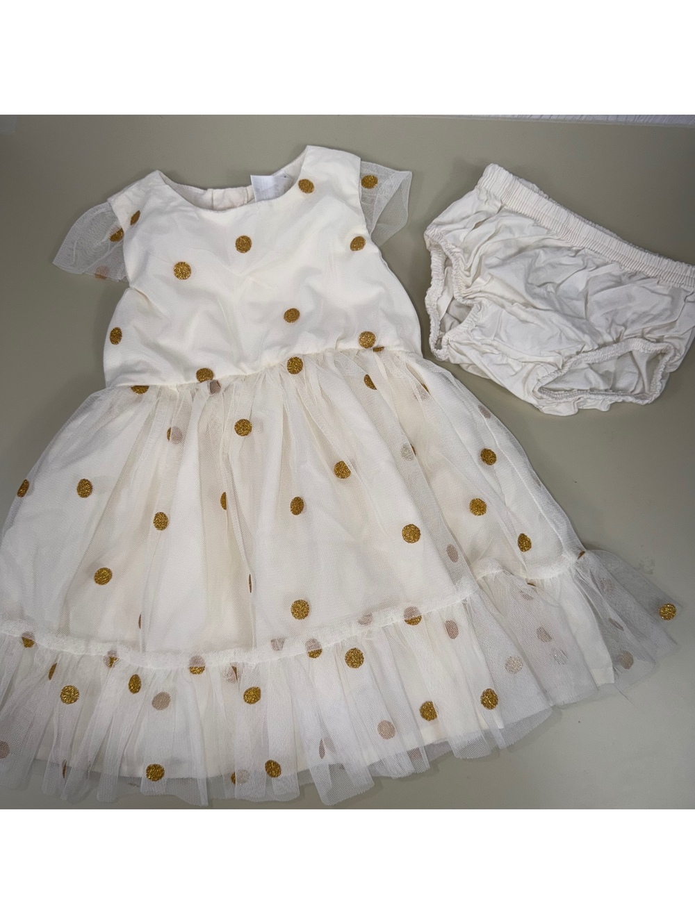 Just One You Carter’s Gold Dot Tulle Dress 12M